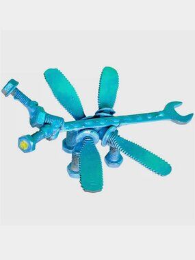 ZOPHIA KNEISS RECYCLED UPCYCLED TOOLS BOLTS FLYING BUG METAL SCULPTURE ARTIST